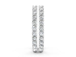 Silver Round Diamond Hoop Earrings with Prong Setting_2
