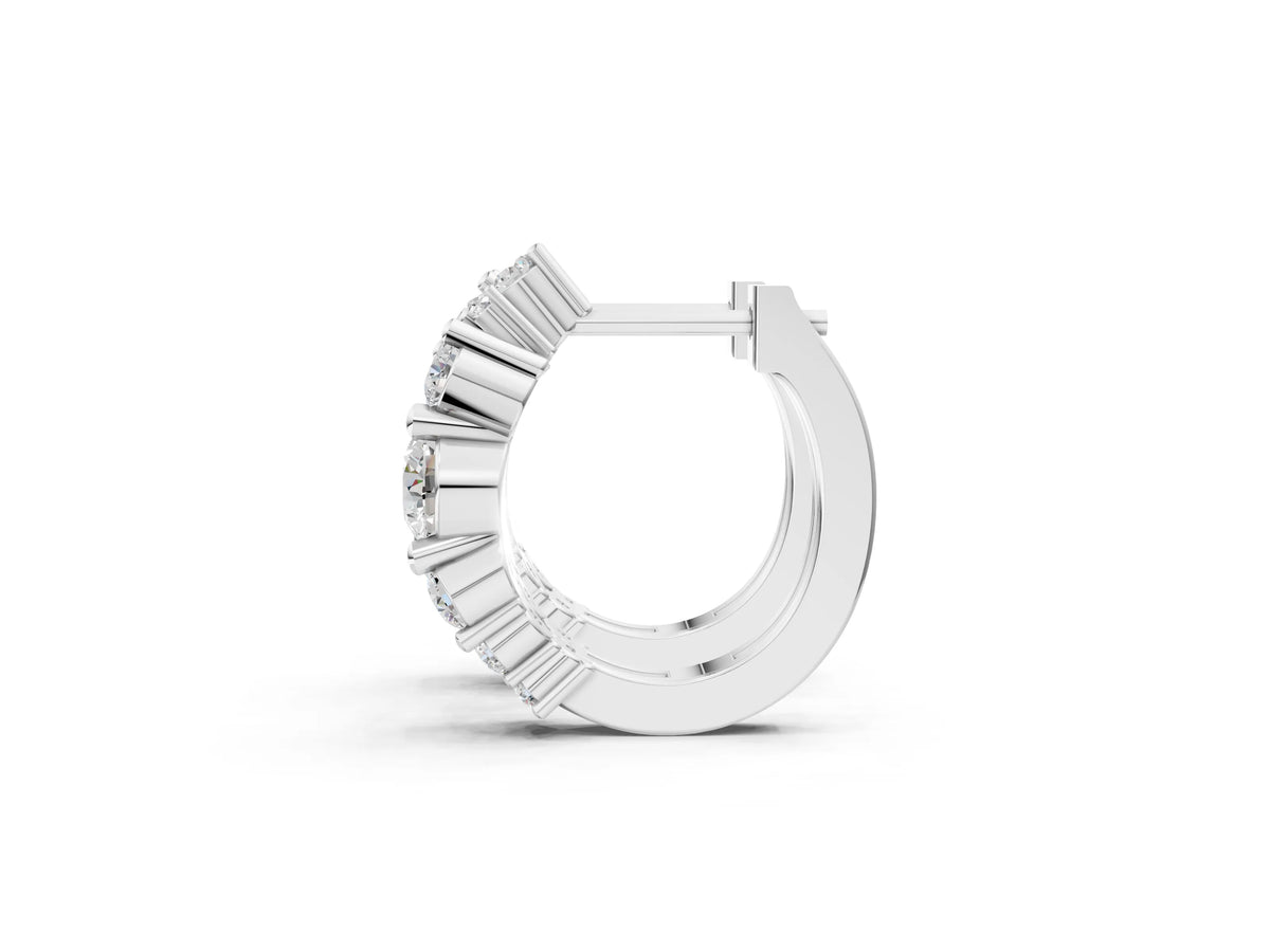 Silver Round Diamond Hydrangea Bouquet Hoop Earrings with Diamond Accents_3