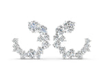 Silver Round Diamond Hydrangea Bouquet Open Hoop Earrings_2