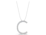 Silver Round Diamond Pavé C Pendant Necklace_3