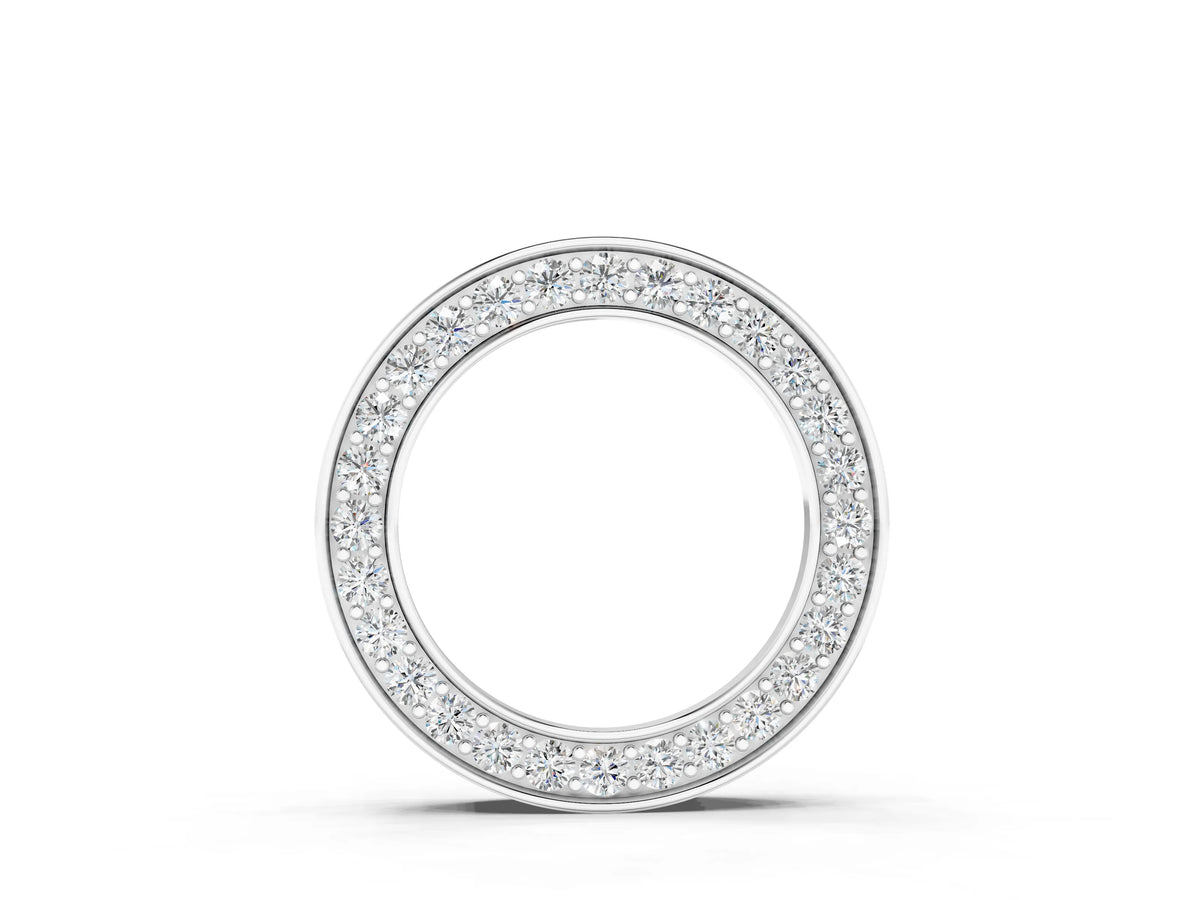 Silver Round Diamond Pavé Circle Pendant_2