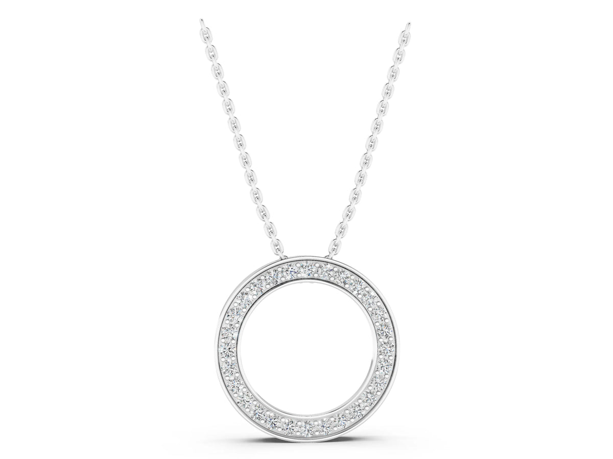 Silver Round Diamond Pavé Circle Pendant_3