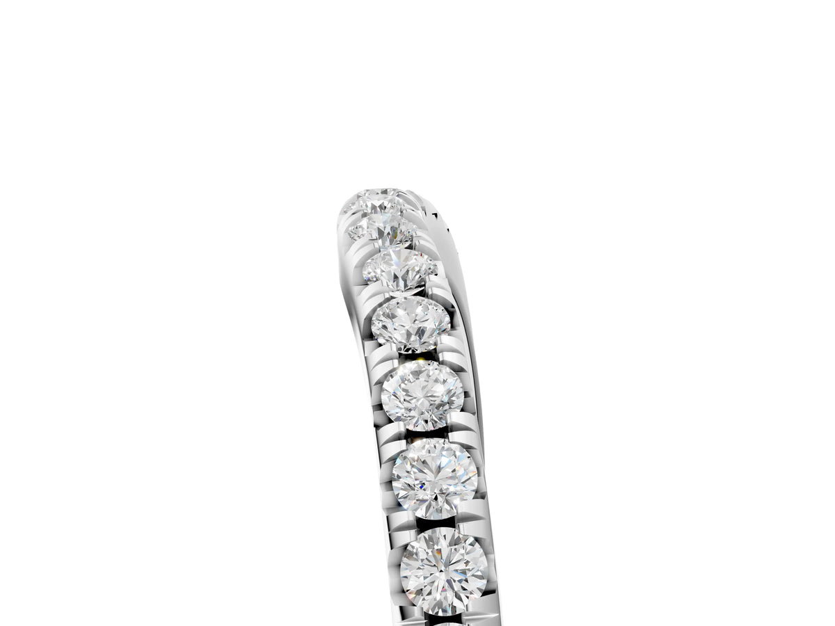 Silver Round Diamond Pavé Curved Band with Shared Prong Setting_17