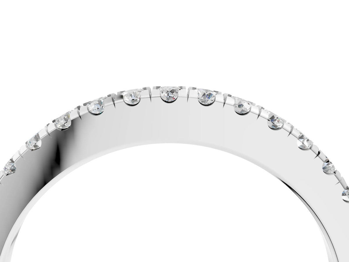 Silver Round Diamond Pavé Eternity Band with U-Prong Setting_16