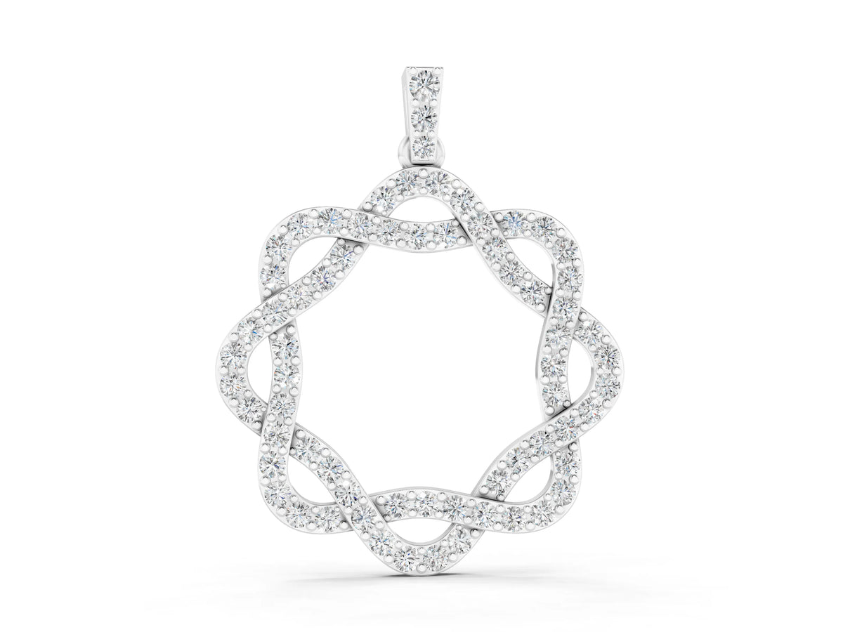 Silver Round Diamond Pavé Infinity Pendant with Prong Setting_2