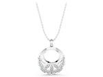 Silver Round Diamond Pavé Leaf Filigree Pendant_3