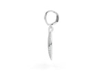 Silver Round Diamond Pavé Leaf Huggie Drop Earrings_3