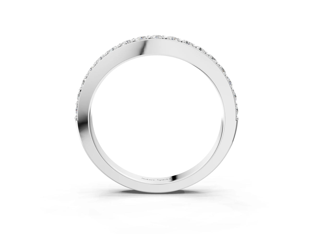 Silver Round Diamond Pavé Set Curved Eternity Band_15