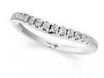 Silver Round Diamond Pavé Set Curved White Gold Band_13