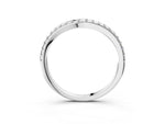 Silver Round Diamond Pavé Set Curved White Gold Band_15