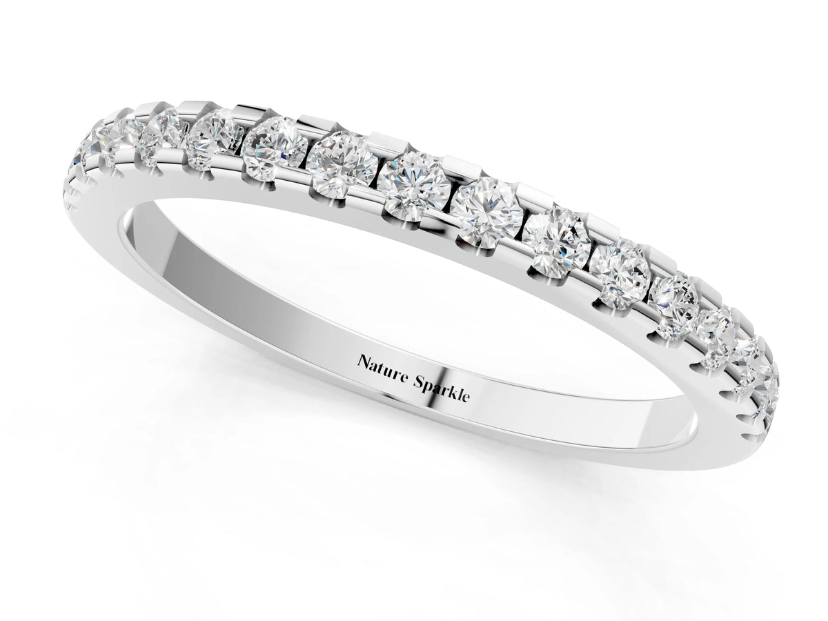 Silver Round Diamond Pavé Set Eternity Band with Micro Prong Setting_13