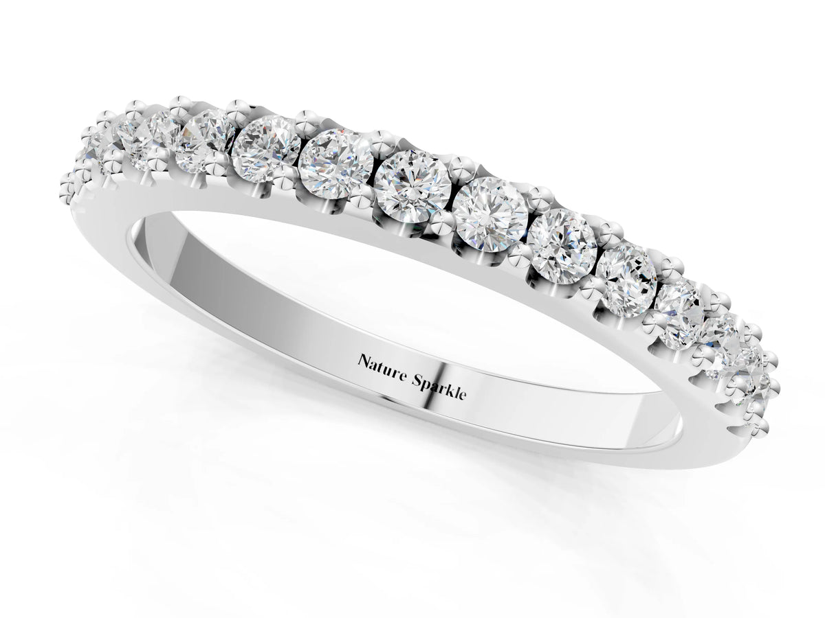 Silver Round Diamond Pavé Set Half Eternity Band_13