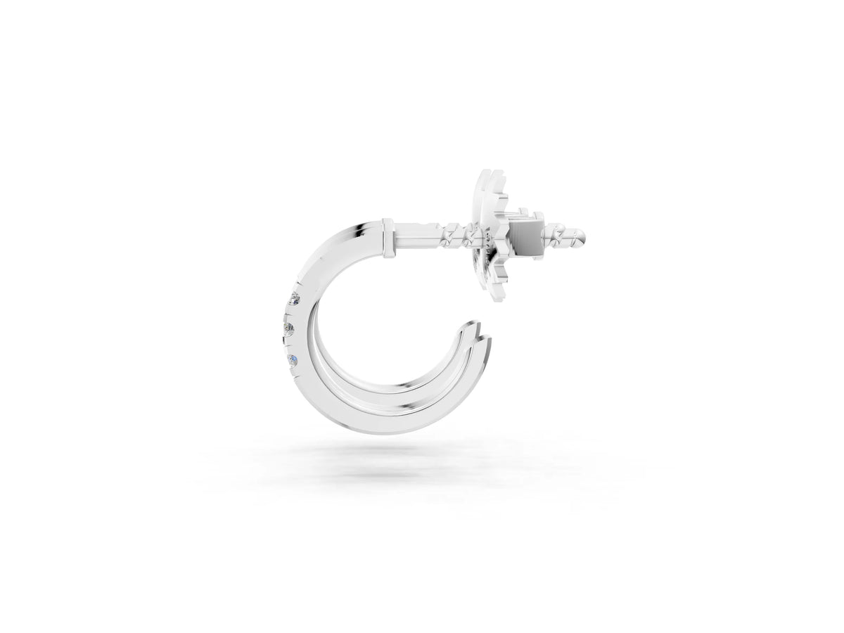 Silver Round Diamond Petite Huggie Hoop Earrings_3