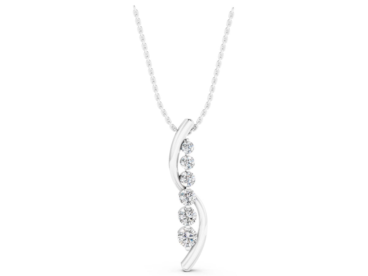 Silver Round Diamond Prong-Set Curved Pendant_3