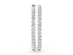 Silver Round Diamond Prong Set Hoop Earrings_2