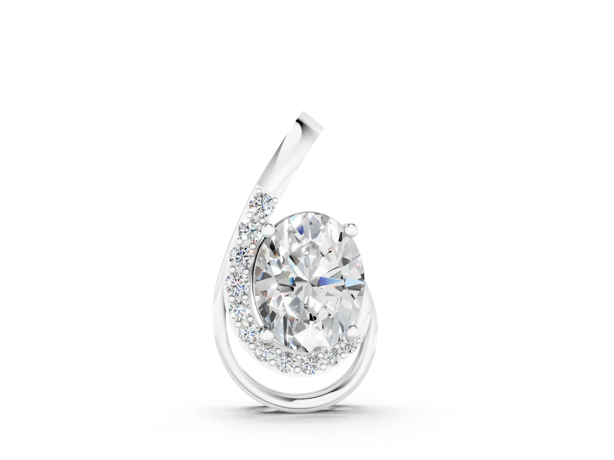 Silver Round Diamond Prong Set Swirl Pendant_4