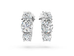 Silver Round Diamond Prong Set Three-Stone White Gold Earrings_2