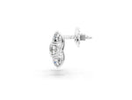 Silver Round Diamond Prong Set Three-Stone White Gold Earrings_3