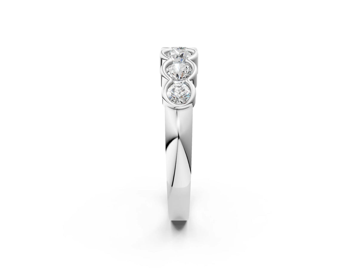 Silver Round Diamond Scalloped Bezel Set Eternity Band_8