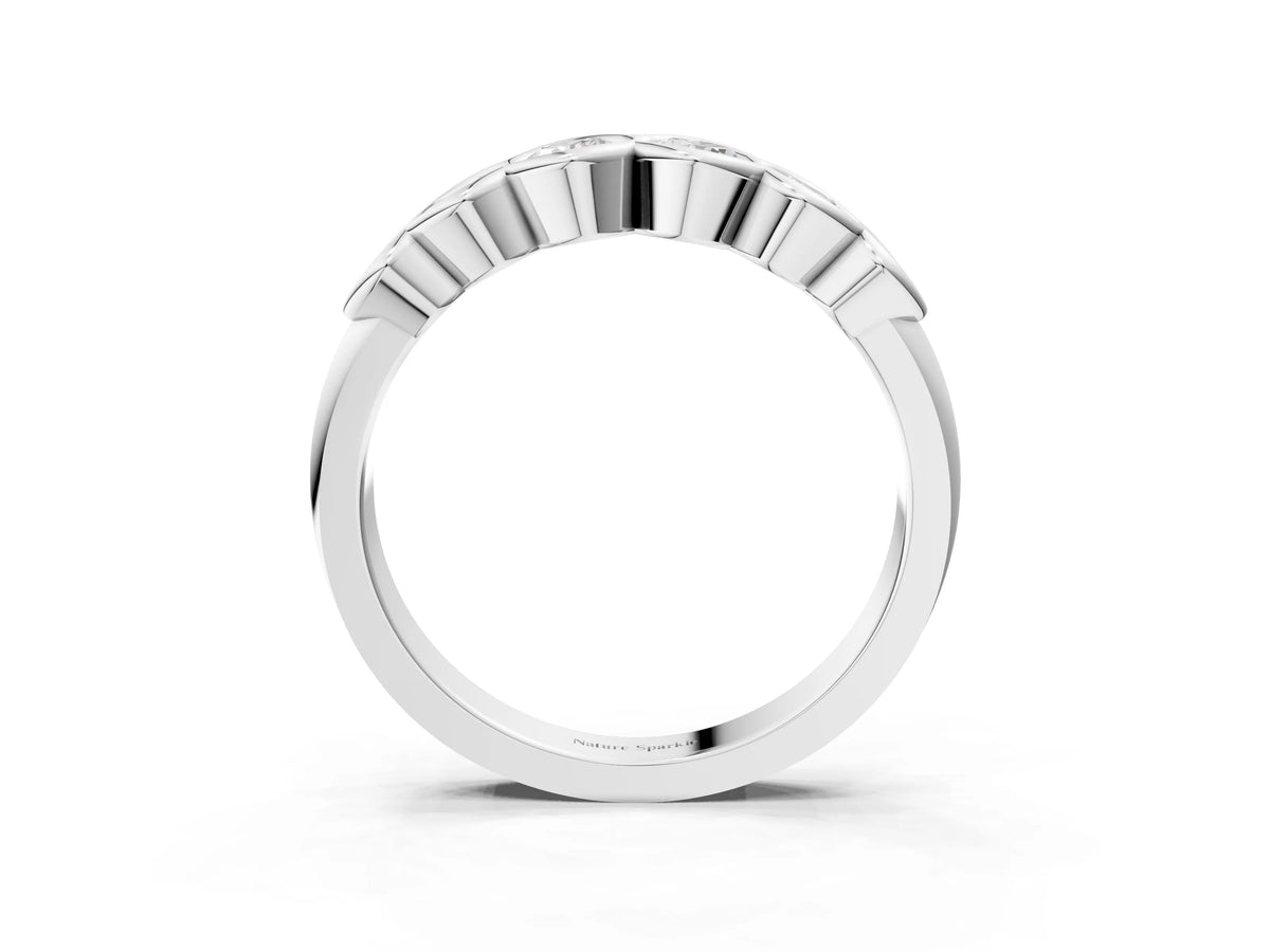 Silver Round Diamond Scalloped Bezel Set Eternity Band_9
