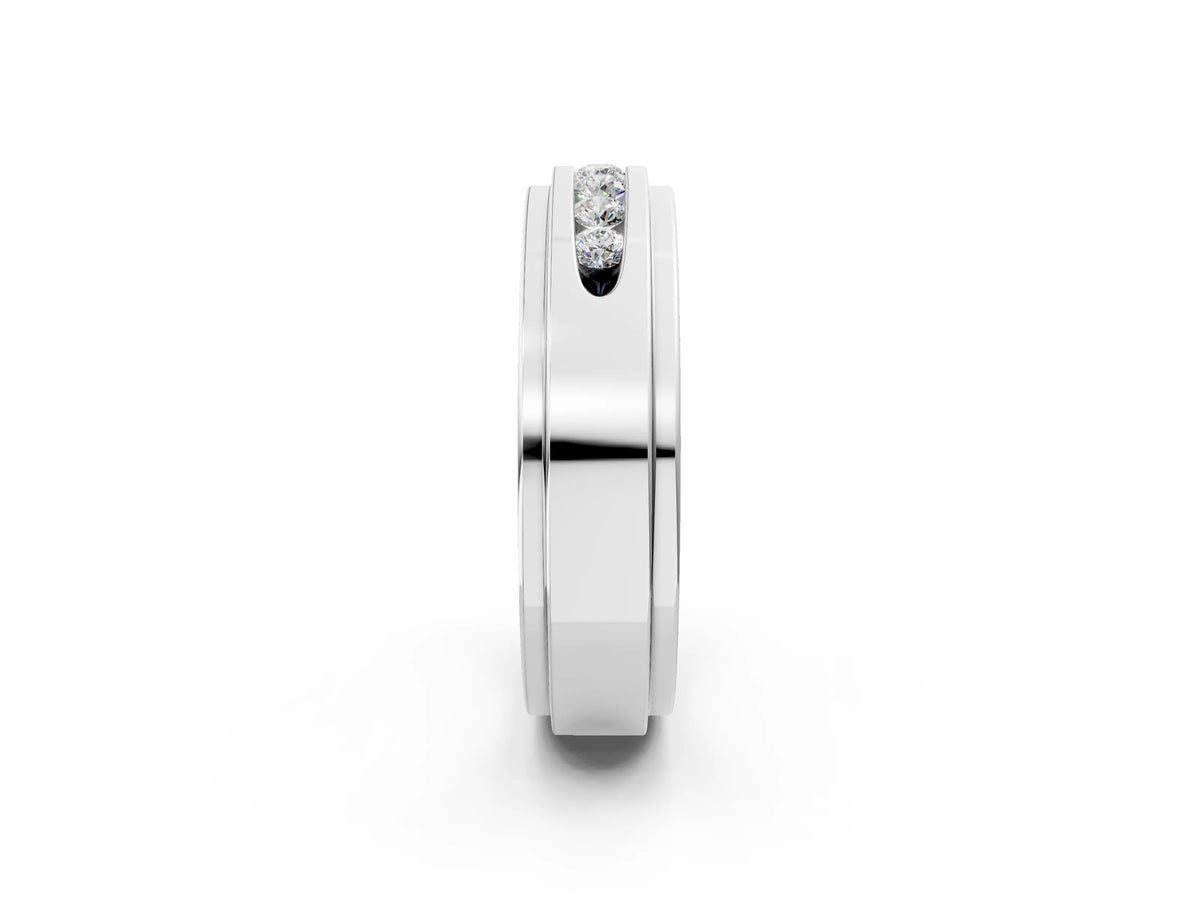 Silver Round Diamond Seven-Stone Channel Set Mens Band_14