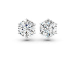 Silver Round Diamond Six Prong Flower Petal Solitaire Stud Earrings_3