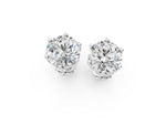 Silver Round Diamond Six Prong Flower Petal Solitaire Stud Earrings_4