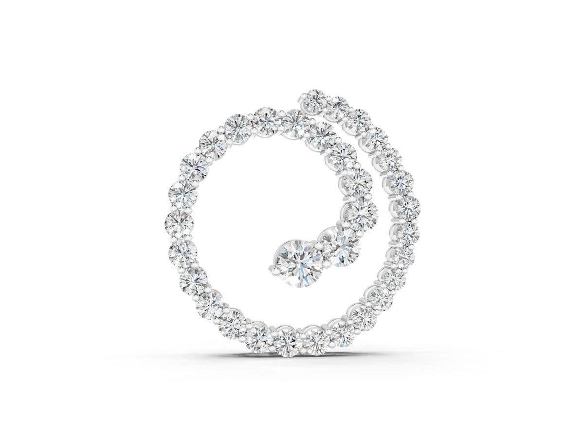 Silver Round Diamond Spiral Pendant with Prong Setting_2