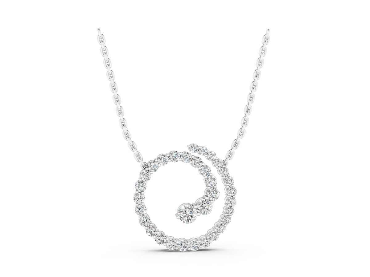 Silver Round Diamond Spiral Pendant with Prong Setting_3
