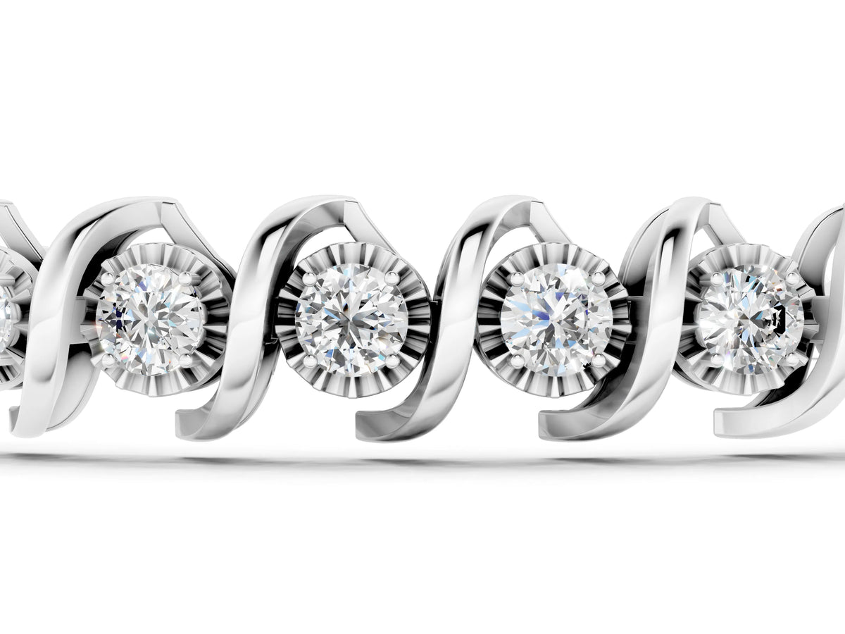 Silver Round Diamond Spiral Prong Tennis Bracelet_3