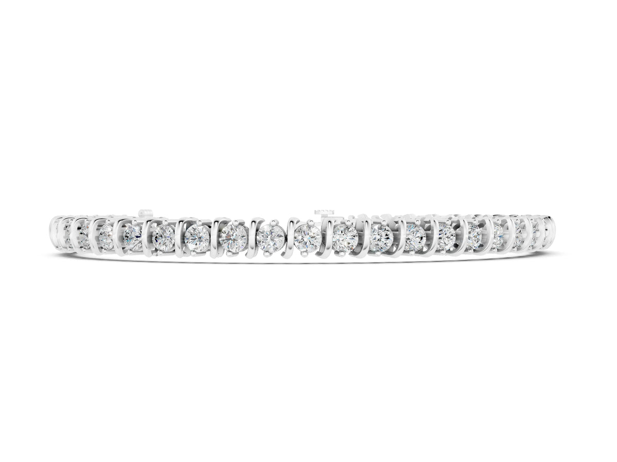 Silver Round Diamond Spiral Tennis Bracelet with Prong Setting_2