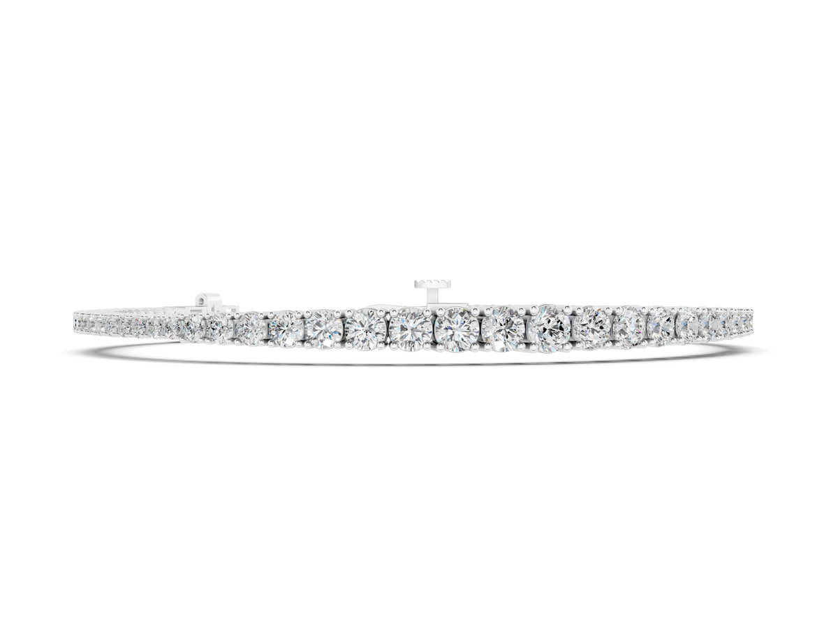 Silver Round Diamond Tennis Bracelet with Four-Prong Setting on a White Gold Band_4