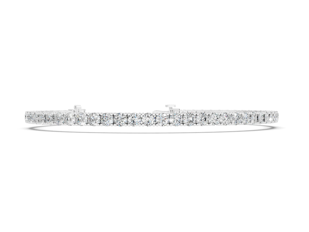 Silver Round Diamond Tennis Bracelet with Prong Setting in White Gold_2