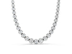 Silver Round Diamond Tennis Necklace with Bezel Setting and Prong Setting