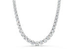 Silver Round Diamond Tennis Necklace with Prong Setting