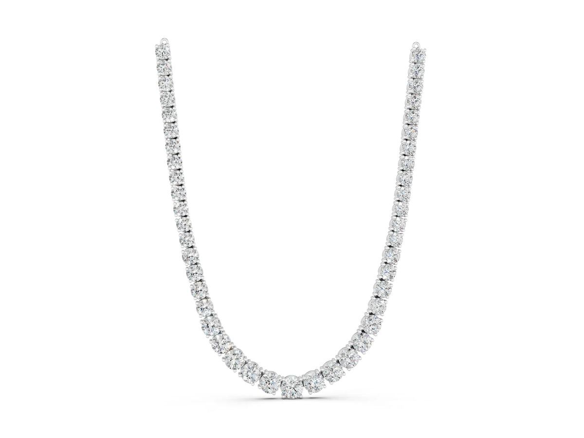 Silver Round Diamond Tennis Necklace with Prong Setting_1