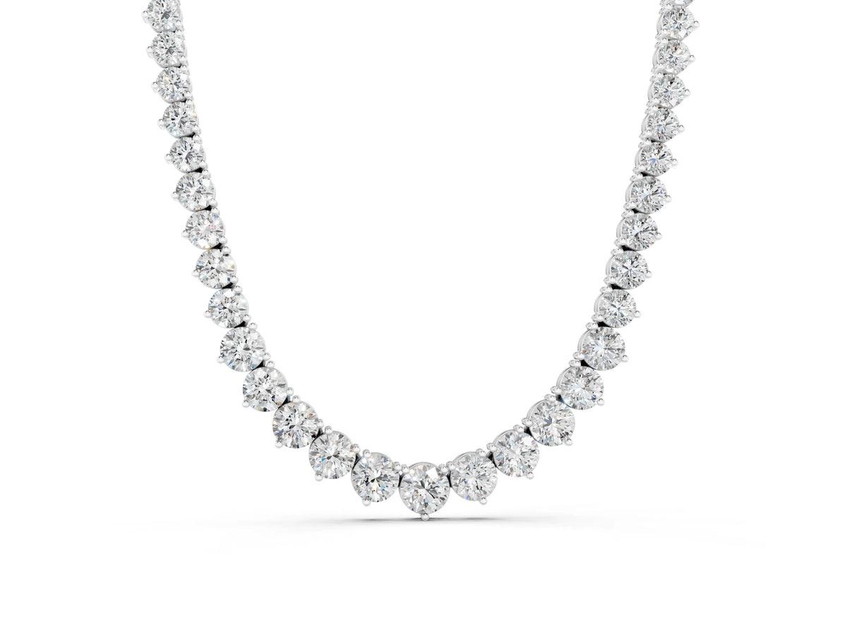 Silver Round Diamond Tennis Necklace with Three-Prong Setting_2