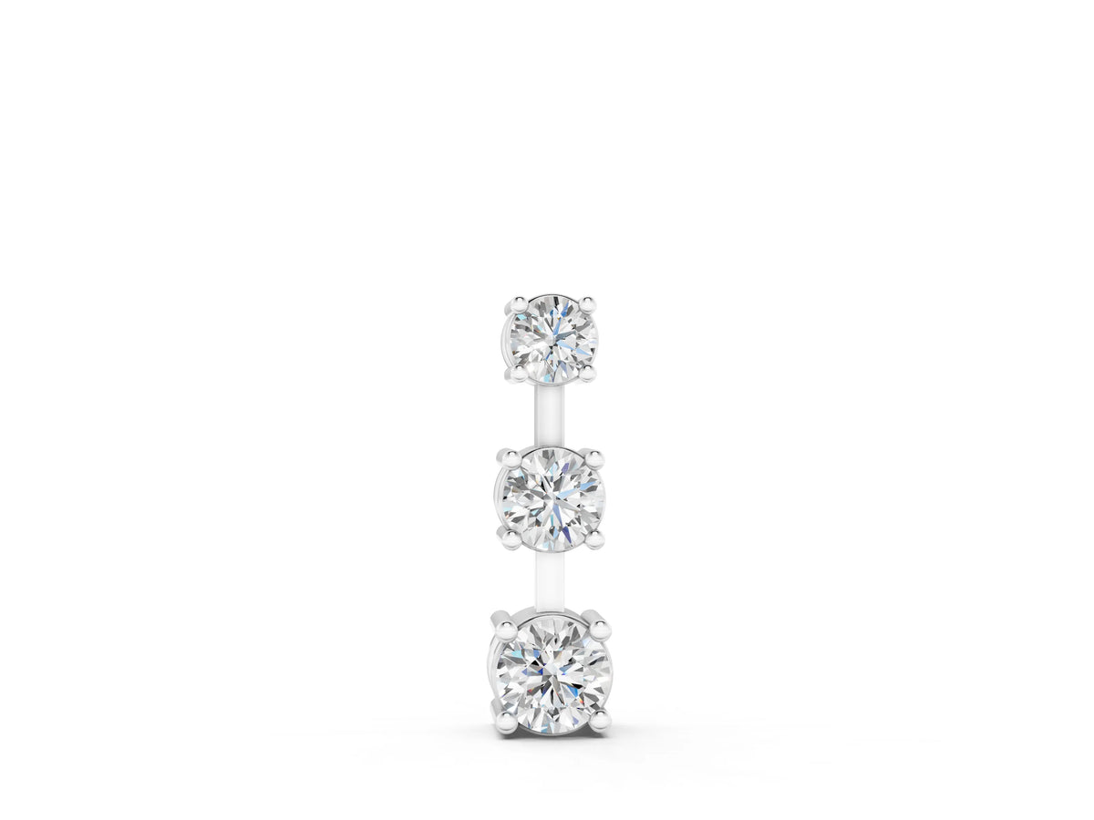 Silver Round Diamond Triple Bar Pendant with Four-Prong Setting_2