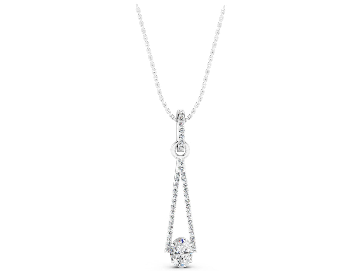 Silver Round Diamond V-Prong Pavé Pendant_3