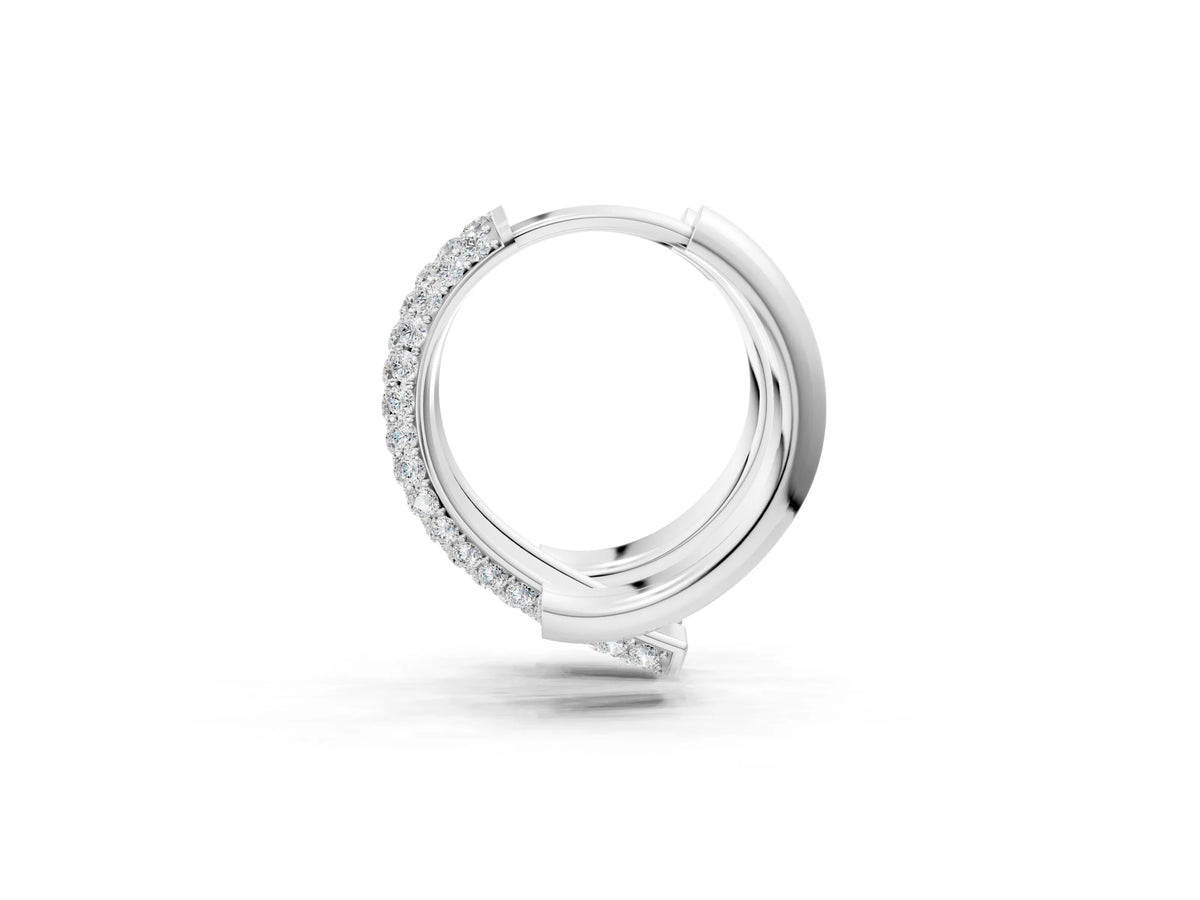 Silver Round Diamond Vega Bypass Hoop Earrings_3