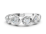 Silver Round Diamond Wave Band with Channel Setting and Shared Prongs_12