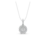 Silver Round Double Halo Diamond Pendant with Pavé Setting_3