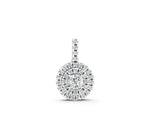 Silver Round Double Halo Prong Set Diamond Pendant_2