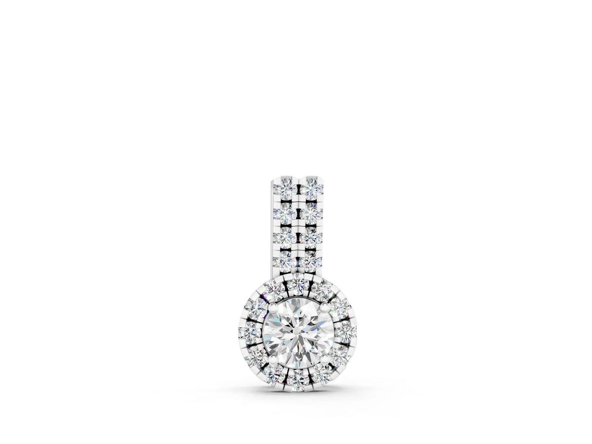 Silver Round Halo Diamond Pendant with Double Prong Setting_2