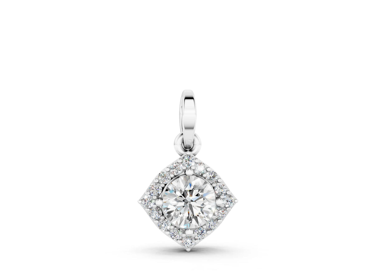 Silver Round Halo Diamond Pendant with Four-Prong Setting_2