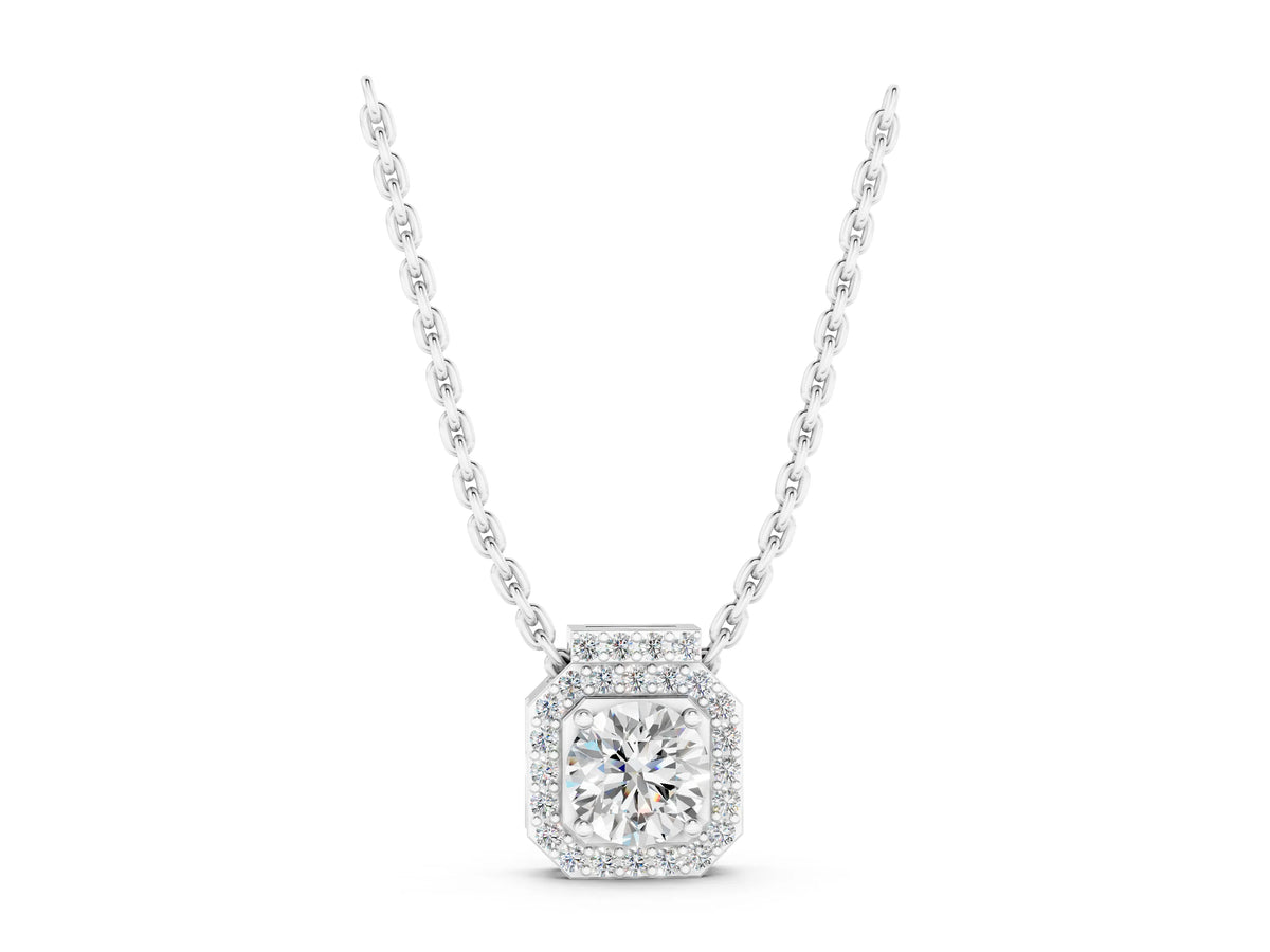 Silver Round Halo Prong-Set Diamond Pendant_3