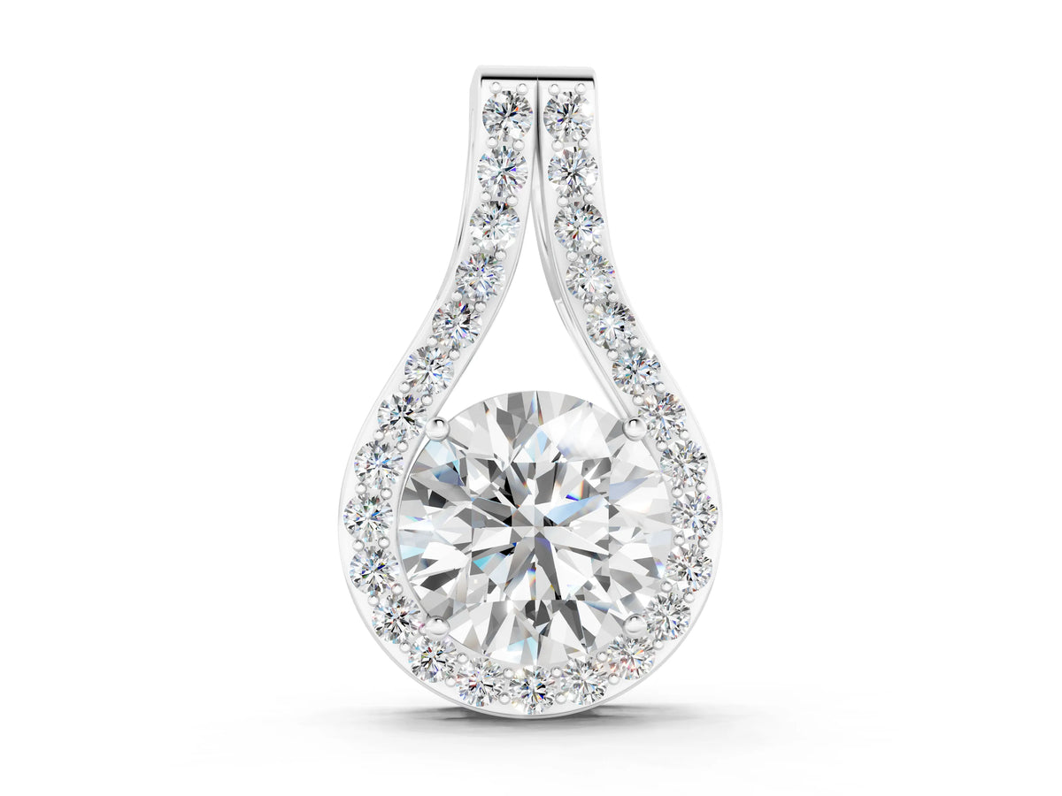 Silver Round Halo Prong Set Pendant_2