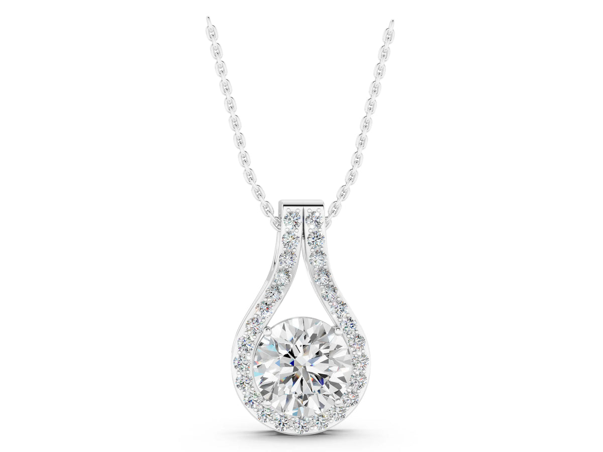 Silver Round Halo Prong Set Pendant_3