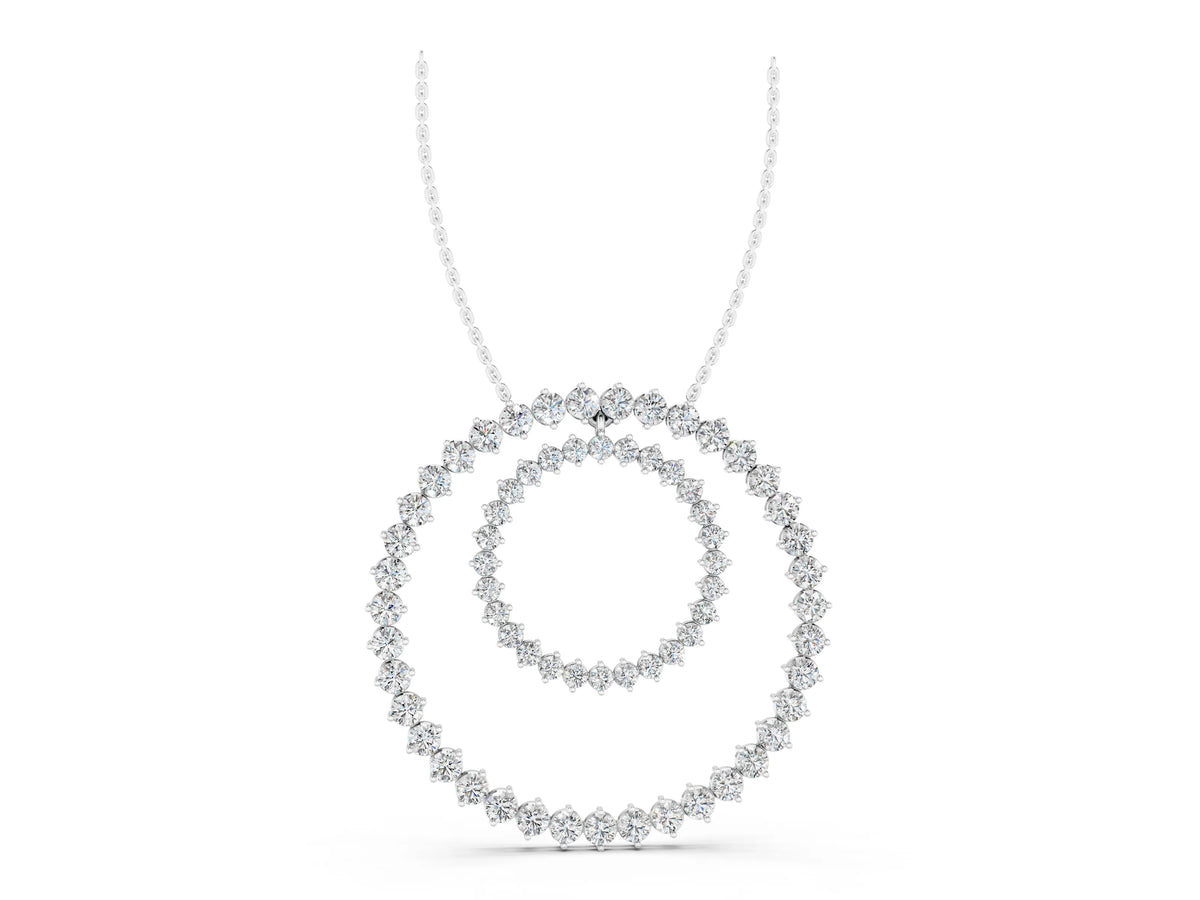Silver Round Moissanite Double Halo Prong Set Pendant_3