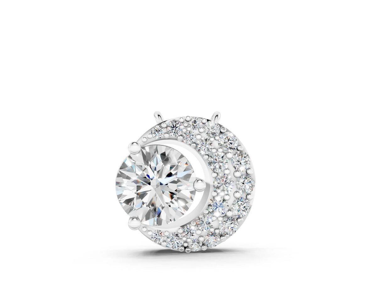 Silver Round Prong-Set Diamond Pavé Pendant_2